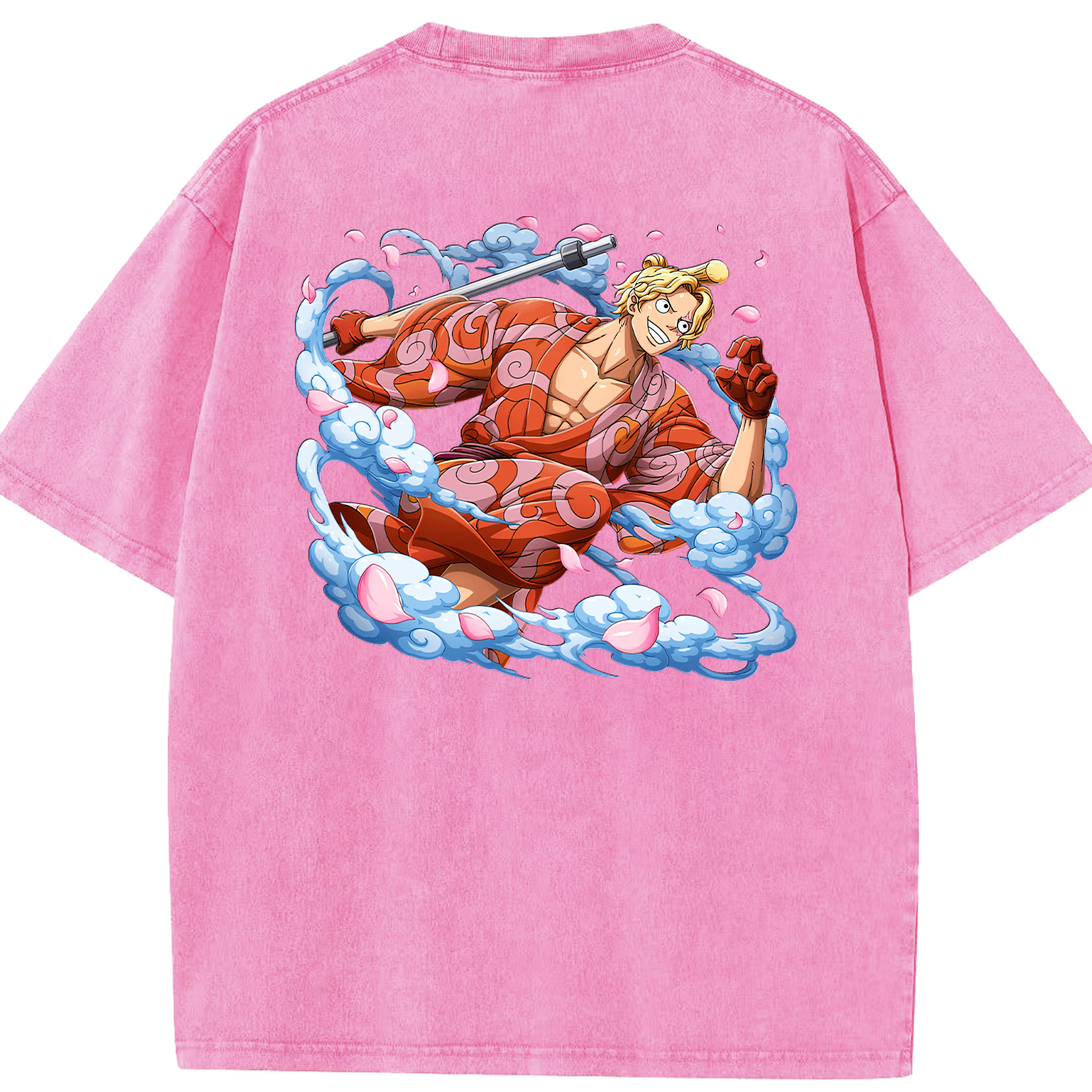 ワンピース サンジ ONE PIECE Sanji 綿100% ヴィンテージ風 半袖Tシャツ（背面プリント）